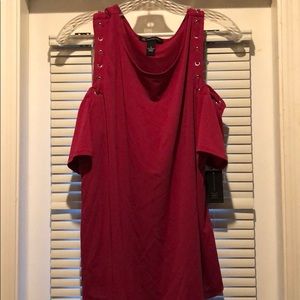 Pink blouse with shoulder cut outs